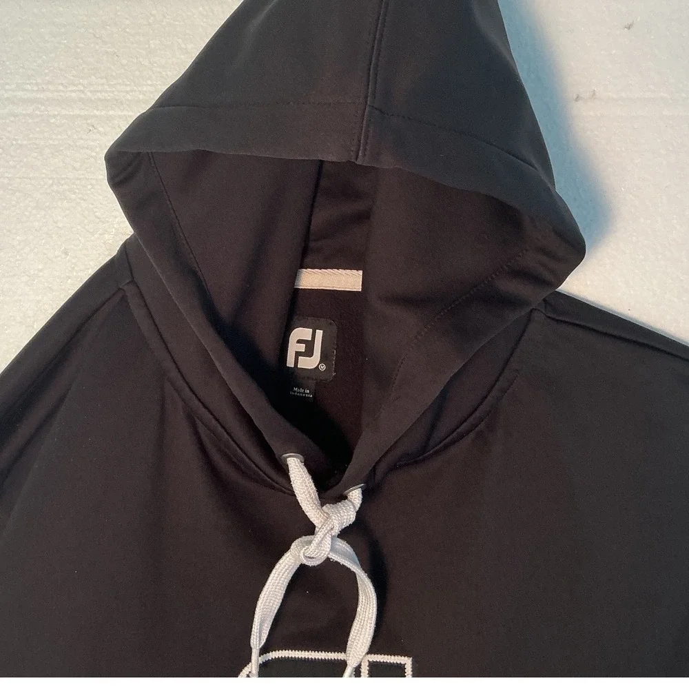 FootJoy Mens Performance Golf Hoodie Black Logo Pullover Sweatshirt Size M - Picture 4 of 8